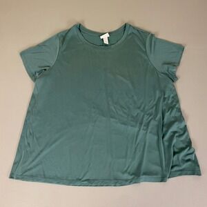 AVA &‎ VIV Tunic Top Women's Plus Size 1X Green Modal Blend Short Sleeve